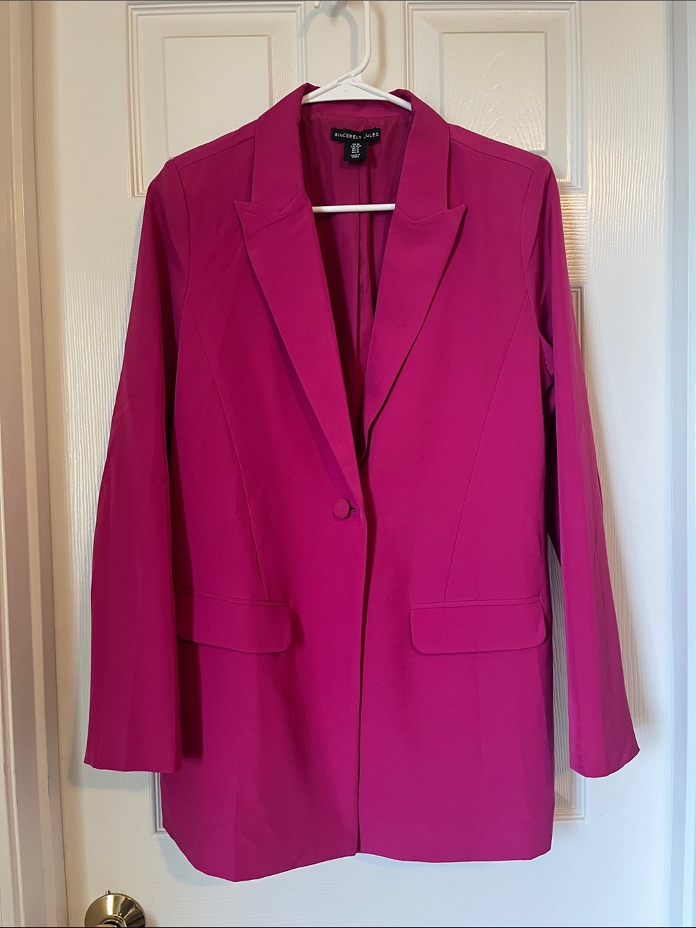Sincerly Jules Fuchsia Single-Button Blazer
